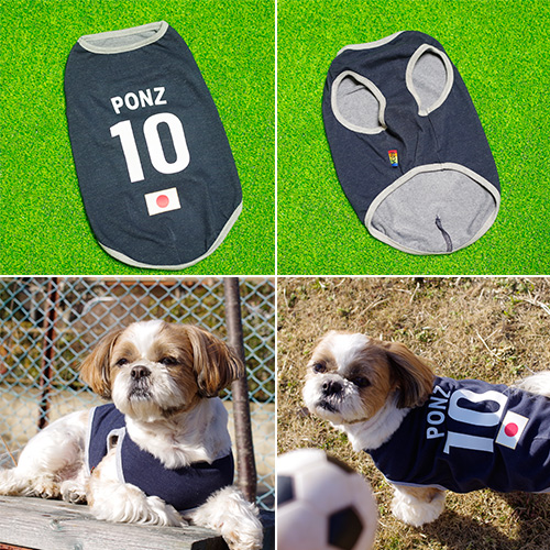 名前 背番号入り 犬用サッカーユニフォーム 犬の服 日本代表 タンクトップ